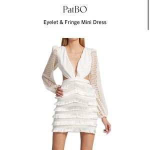 PatBO Eyelet & Fringe Mini Dress